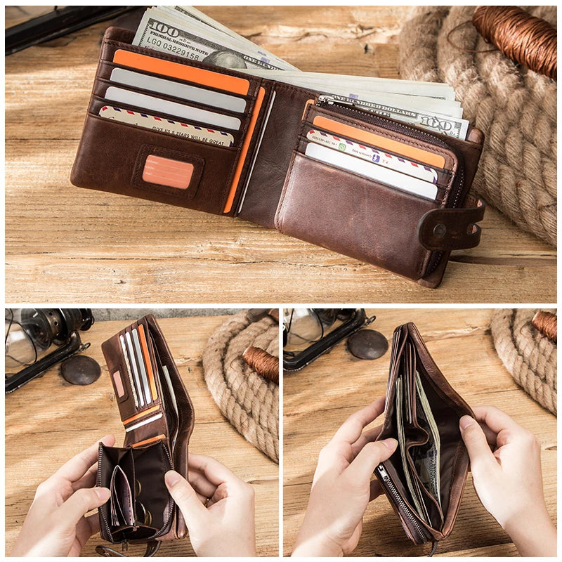 Men Genuine Leather Coin Wallet Casual Hasp Design Purse