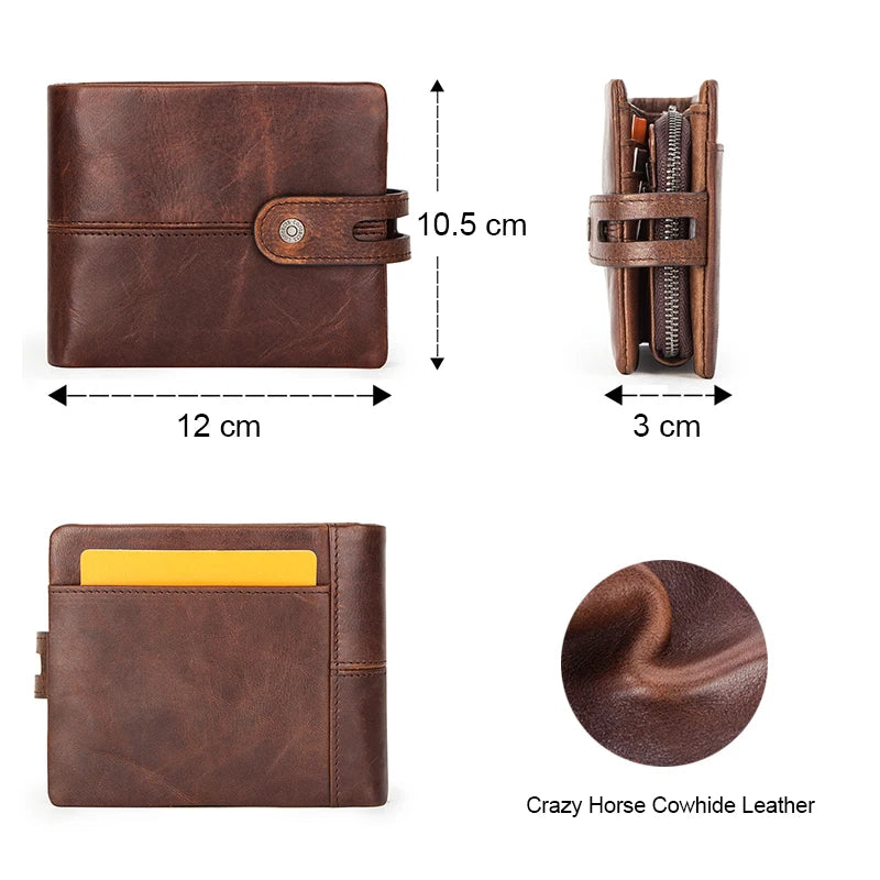 Men Genuine Leather Coin Wallet Casual Hasp Design Purse