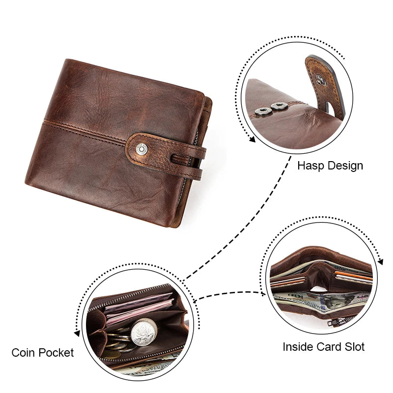 Men Genuine Leather Coin Wallet Casual Hasp Design Purse