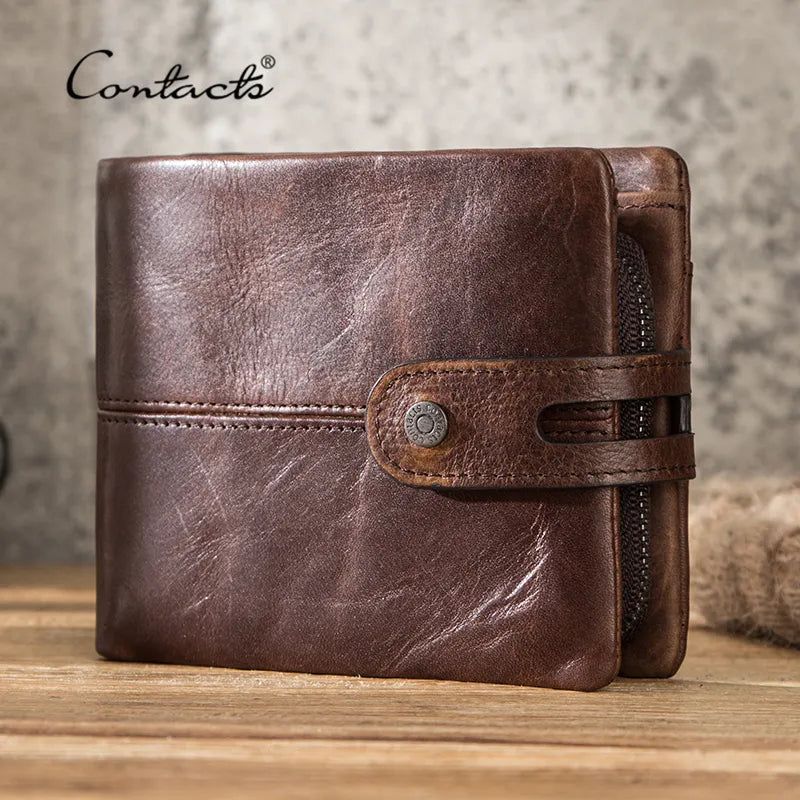 Men Genuine Leather Coin Wallet Casual Hasp Design Purse